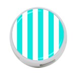 Vertical Stripes - White and Bright Turquoise 4-Port USB Hub (Two Sides)