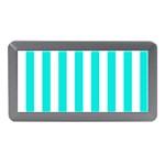 Vertical Stripes - White and Bright Turquoise Memory Card Reader (Mini)