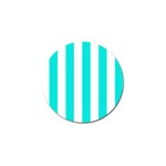 Vertical Stripes - White and Bright Turquoise Golf Ball Marker