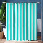 Vertical Stripes - White and Bright Turquoise Shower Curtain 60  x 72  (Medium)