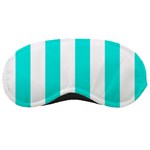 Vertical Stripes - White and Bright Turquoise Sleeping Mask