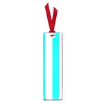 Vertical Stripes - White and Bright Turquoise Small Book Mark