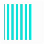 Vertical Stripes - White and Bright Turquoise Small Garden Flag (Two Sides)