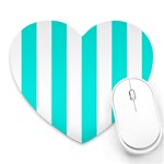 Vertical Stripes - White and Bright Turquoise Heart Mousepad
