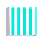 Vertical Stripes - White and Bright Turquoise 4 x 4  Acrylic Photo Block