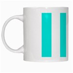 Vertical Stripes - White and Bright Turquoise White Mug