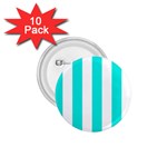 Vertical Stripes - White and Bright Turquoise 1.75  Button (10 pack)
