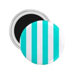 Vertical Stripes - White and Bright Turquoise 2.25  Magnet
