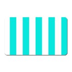 Vertical Stripes - White and Bright Turquoise Magnet (Rectangular)