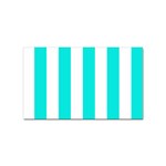 Vertical Stripes - White and Bright Turquoise Sticker Rectangular (100 pack)