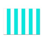 Vertical Stripes - White and Bright Turquoise Sticker A4 (100 pack)