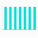 Vertical Stripes - White and Bright Turquoise Postcard 4  x 6 