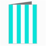 Vertical Stripes - White and Bright Turquoise Greeting Card
