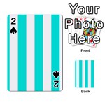 Vertical Stripes - White and Bright Turquoise Playing Cards 54 Designs