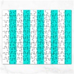 Vertical Stripes - White and Bright Turquoise Jigsaw Puzzle (Rectangular)