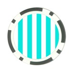 Vertical Stripes - White and Bright Turquoise Poker Chip Card Guard