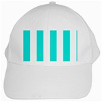 Vertical Stripes - White and Bright Turquoise White Cap