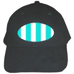 Vertical Stripes - White and Bright Turquoise Black Cap