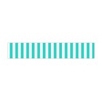 Vertical Stripes - White and Turquoise Flano Scarf (Mini)