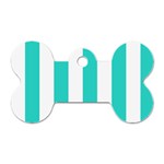 Vertical Stripes - White and Turquoise Dog Tag Bone (Two Sides)