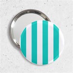 Vertical Stripes - White and Turquoise 2.25  Handbag Mirror