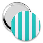 Vertical Stripes - White and Turquoise 3  Handbag Mirror