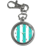 Vertical Stripes - White and Turquoise Key Chain Watch