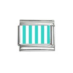 Vertical Stripes - White and Turquoise Italian Charm (9mm)