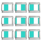 Vertical Stripes - White and Turquoise 9mm Italian Charm (9 pack)