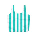 Vertical Stripes - White and Turquoise Full Print Recycle Bag (S)