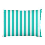 Vertical Stripes - White and Turquoise Pillow Case (One Side)