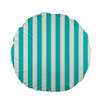 Vertical Stripes - White and Turquoise Standard 15  Premium Round Cushion