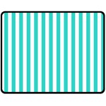 Vertical Stripes - White and Turquoise Fleece Blanket (Medium) (One Side)