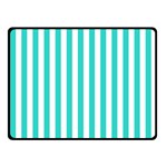 Vertical Stripes - White and Turquoise Fleece Blanket (Small) (One Side)
