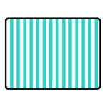 Vertical Stripes - White and Turquoise Double Sided Fleece Blanket (Small) (Two Sides)