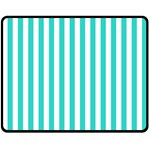 Vertical Stripes - White and Turquoise Double Sided Fleece Blanket (Medium) (Two Sides)
