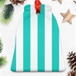 Vertical Stripes - White and Turquoise Ornament (Bell)