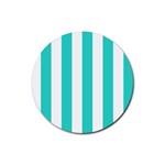 Vertical Stripes - White and Turquoise Rubber Round Coaster (4 pack)