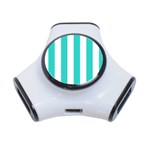 Vertical Stripes - White and Turquoise Portable USB Hub (One Side)