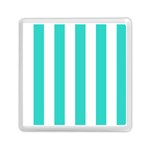 Vertical Stripes - White and Turquoise Memory Card Reader with Storage (Square)