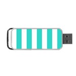 Vertical Stripes - White and Turquoise Portable USB Flash (One Side)