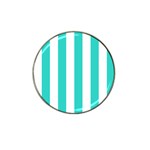 Vertical Stripes - White and Turquoise Hat Clip Ball Marker (4 pack)