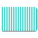 Vertical Stripes - White and Turquoise Large Doormat