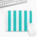 Vertical Stripes - White and Turquoise Small Mousepad