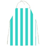 Vertical Stripes - White and Turquoise Full Print Apron