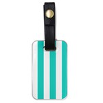 Vertical Stripes - White and Turquoise Luggage Tag (One Side)