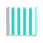 Vertical Stripes - White and Turquoise 4 x 4  Acrylic Photo Block