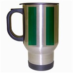 Vertical Stripes - White and Turquoise Travel Mug (Silver Gray)