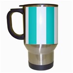 Vertical Stripes - White and Turquoise Travel Mug (White)