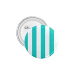 Vertical Stripes - White and Turquoise 1.75  Button